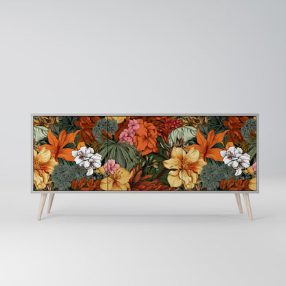 Credenza RADIANT FLORA a 3 ante in finitura grigia