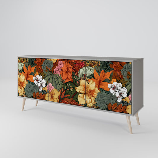 Credenza RADIANT FLORA a 3 ante in finitura grigia