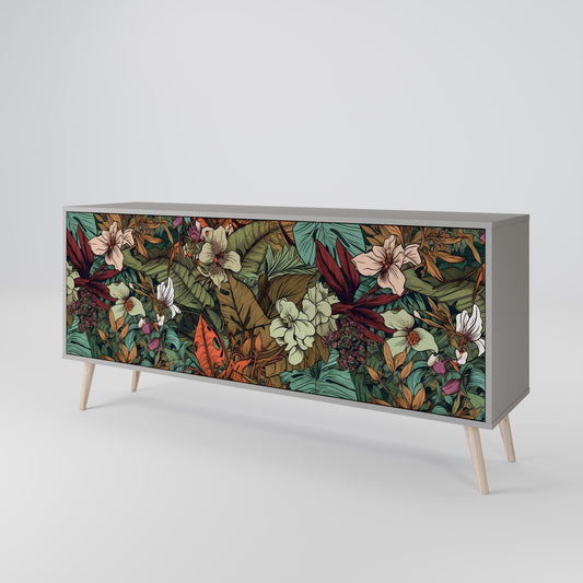 Credenza BOTANICAL EMERGENCE a 3 ante in finitura grigia