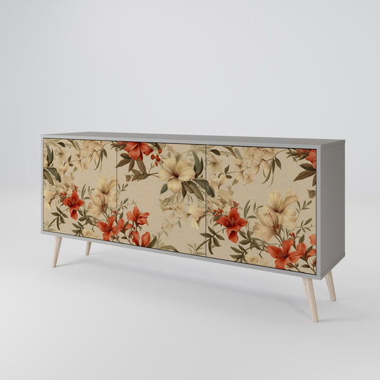 Credenza BLOOMING HARMONY a 3 ante in finitura grigia
