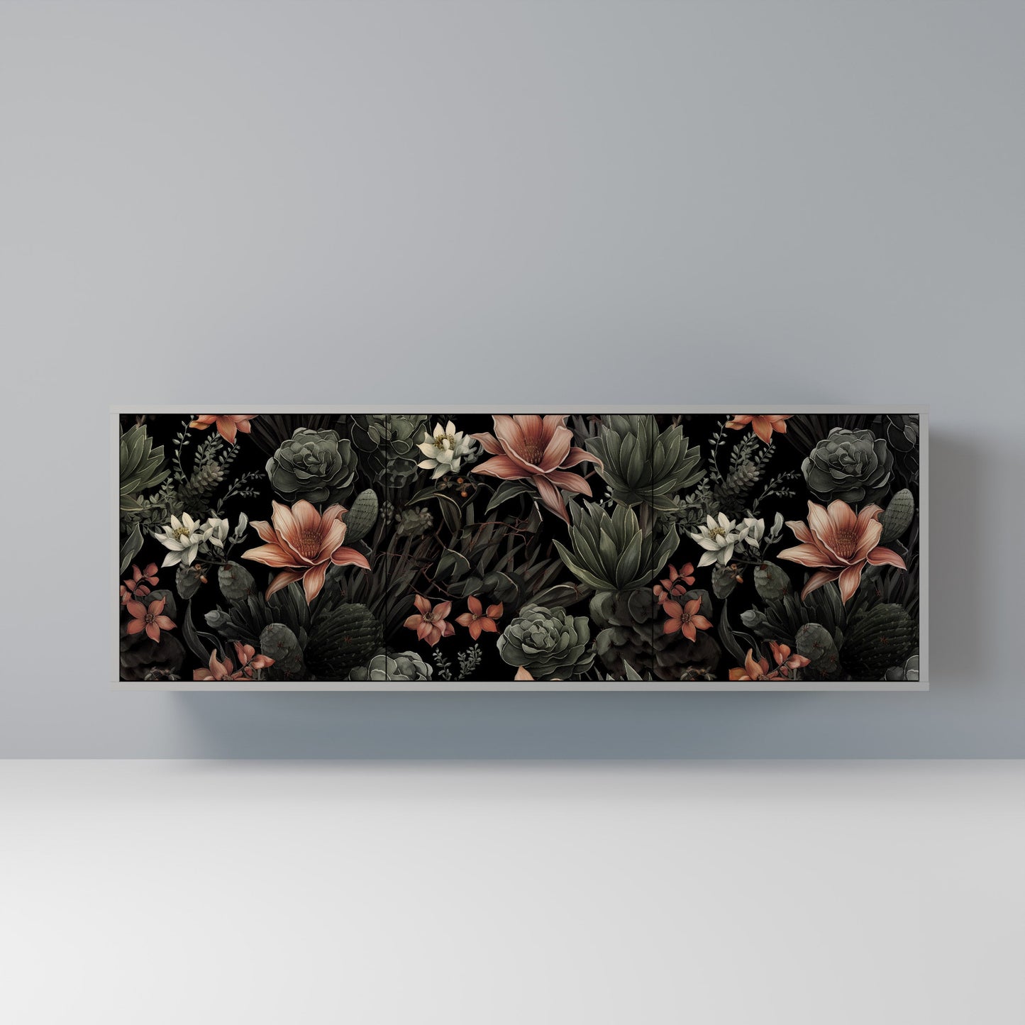 Credenza a 3 ante SECRET VERDURE in finitura grigia
