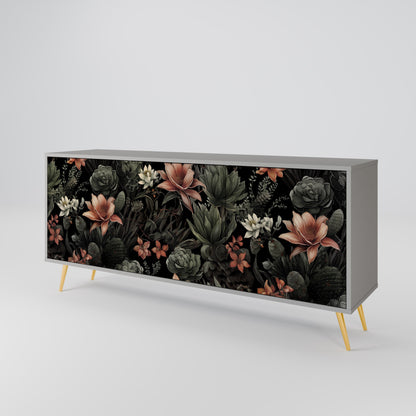 Credenza a 3 ante SECRET VERDURE in finitura grigia