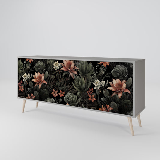 Credenza a 3 ante SECRET VERDURE in finitura grigia