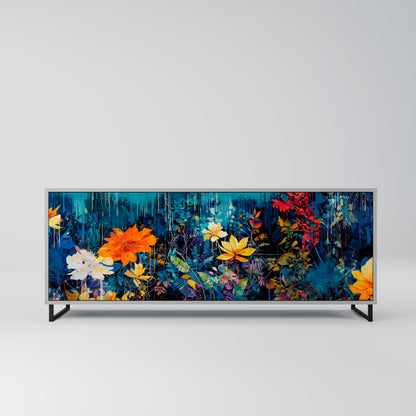 MIDNIGHT BLOSSOM 3-Door Sideboard in Grey Finish