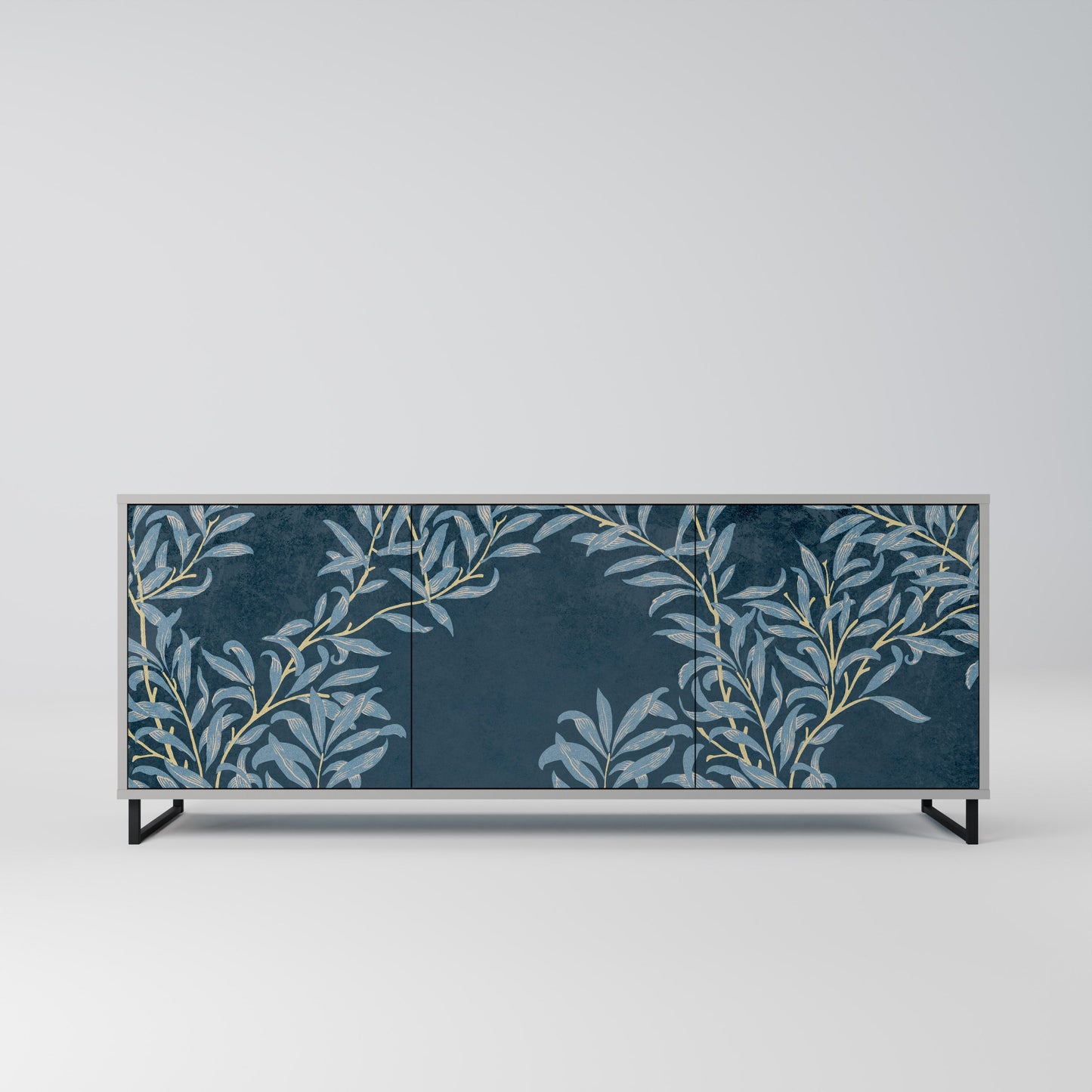 Credenza a 3 ante BLUE FOGLIE in finitura grigia