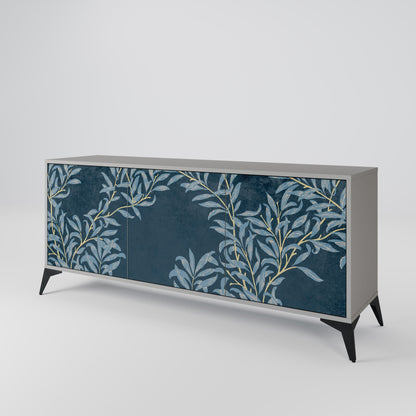 Credenza a 3 ante BLUE FOGLIE in finitura grigia