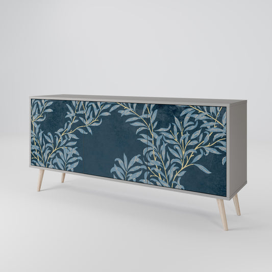 Credenza a 3 ante BLUE FOGLIE in finitura grigia