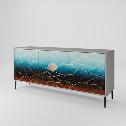 LUNAR SECRETS 3-Door Sideboard in Grey Finish