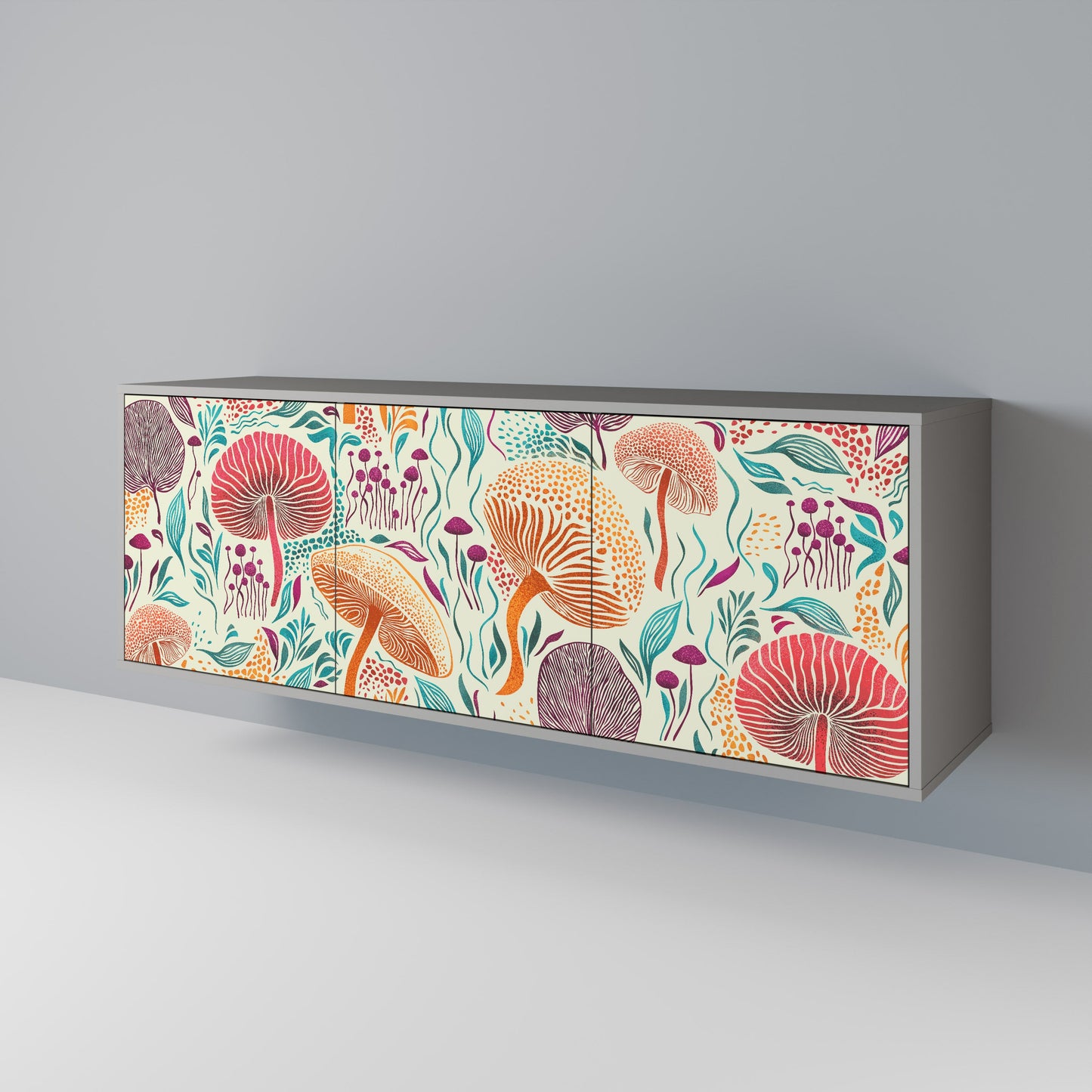 FUNGUS FANTASY 3-Door Sideboard in Grey Finish