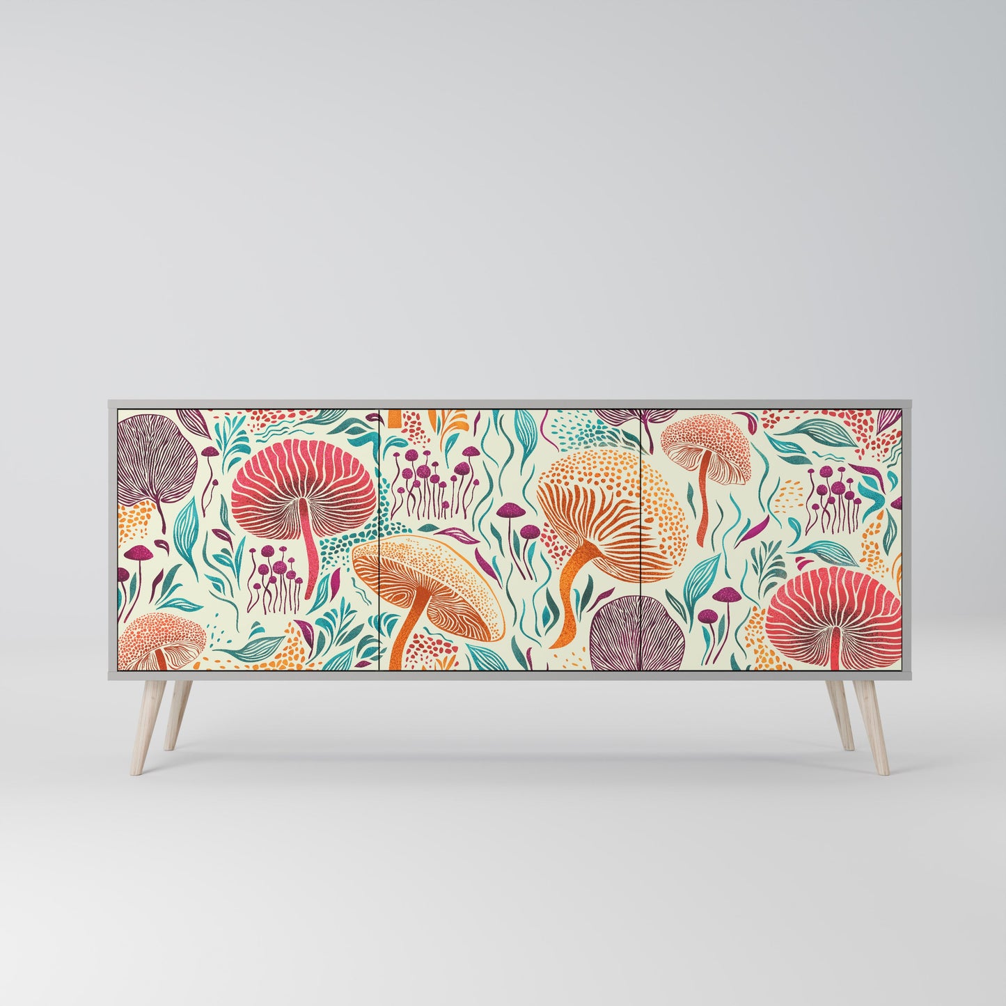 FUNGUS FANTASY 3-Door Sideboard in Grey Finish