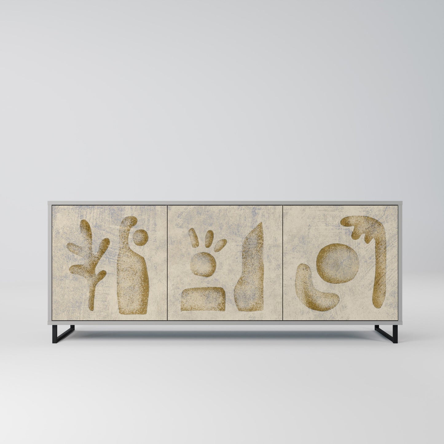 Credenza a 3 ante SAND SCULPTURES in finitura grigia