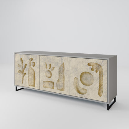 Credenza a 3 ante SAND SCULPTURES in finitura grigia