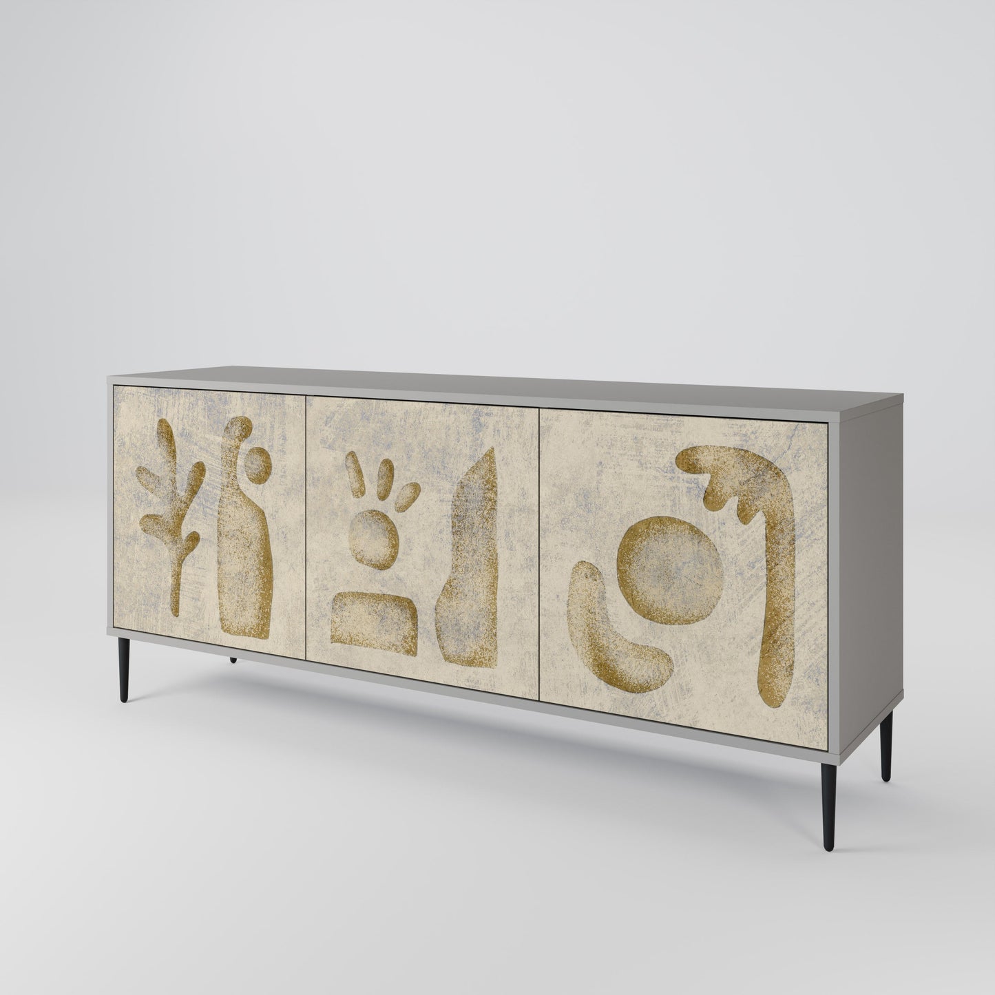 Credenza a 3 ante SAND SCULPTURES in finitura grigia