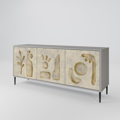 Credenza a 3 ante SAND SCULPTURES in finitura grigia