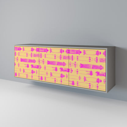 Credenza SKATEBOARD ARTISTRY a 3 ante con finitura grigia