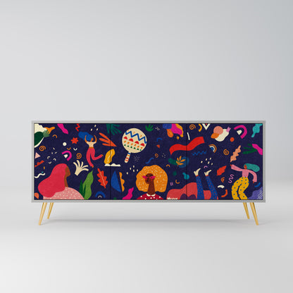 FESTIVE PLEASURES 3-Door Sideboard in Grey Finish