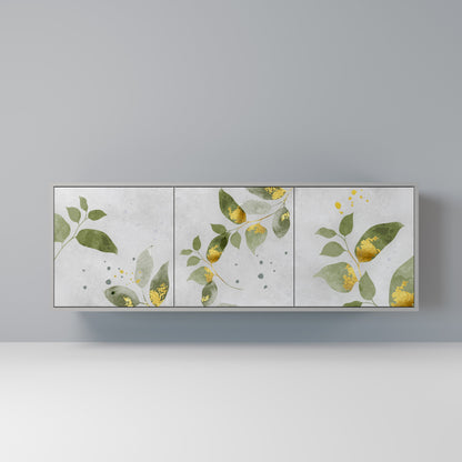 ELEGANT BOTANICS 3-Door Sideboard in Grey Finish