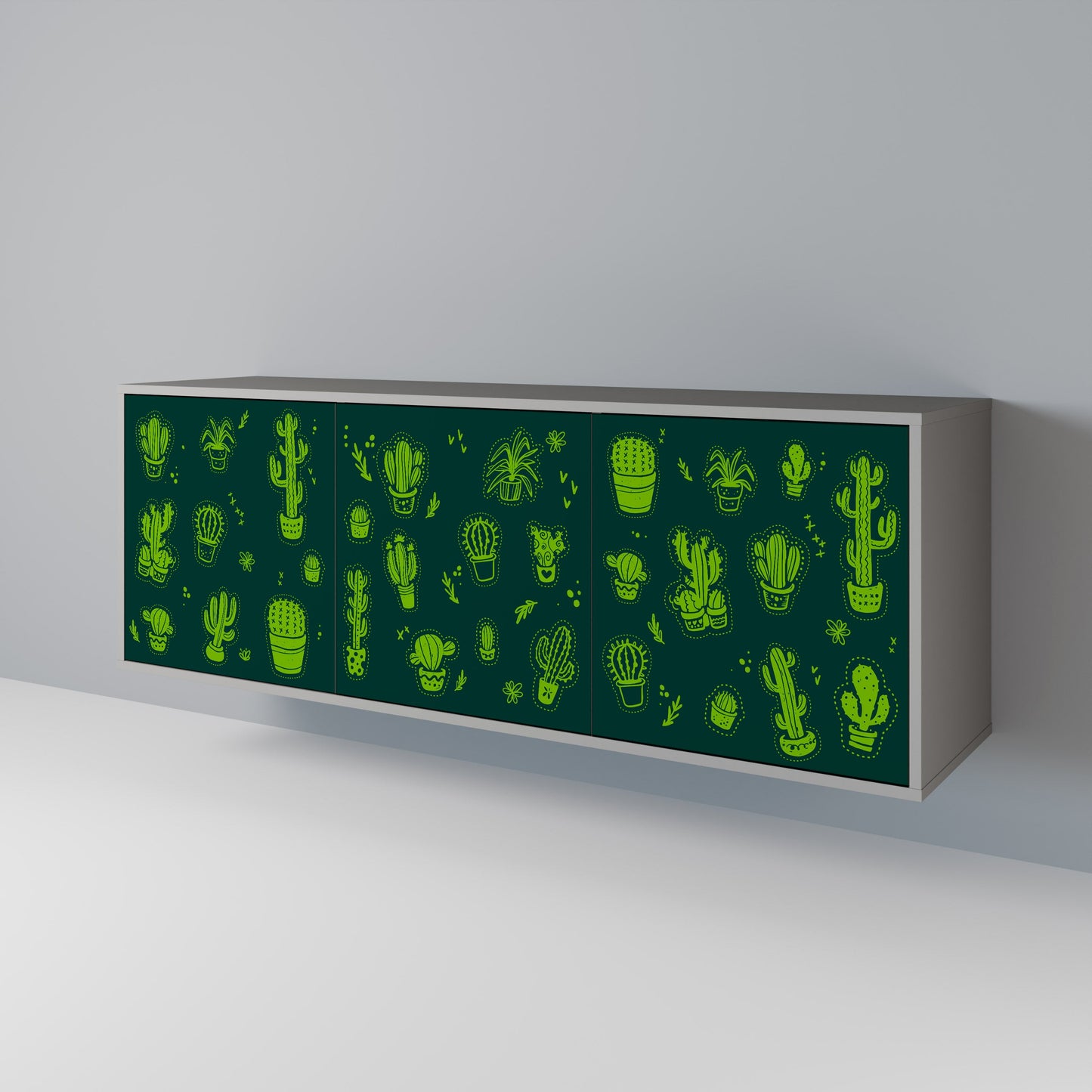 DESERT GREEN 3-Door Sideboard in Grey Finish