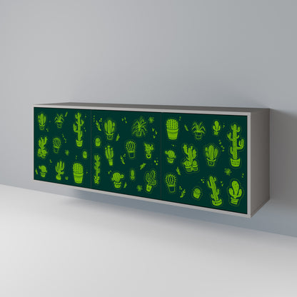 DESERT GREEN 3-Door Sideboard in Grey Finish