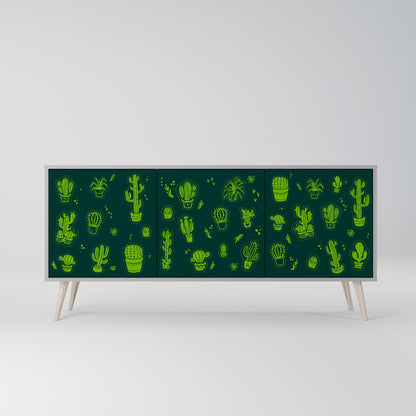 DESERT GREEN 3-Door Sideboard in Grey Finish