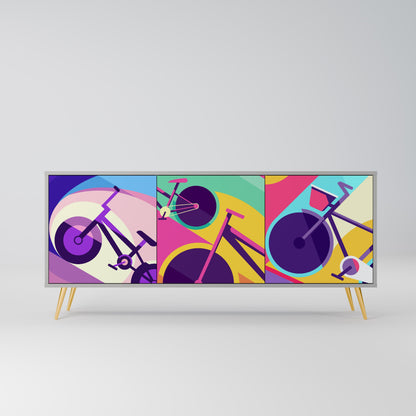 Credenza a 3 ante BIKE DREAMS in finitura grigia