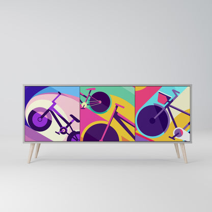 Credenza a 3 ante BIKE DREAMS in finitura grigia