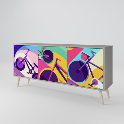 Credenza a 3 ante BIKE DREAMS in finitura grigia