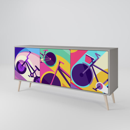 Credenza a 3 ante BIKE DREAMS in finitura grigia