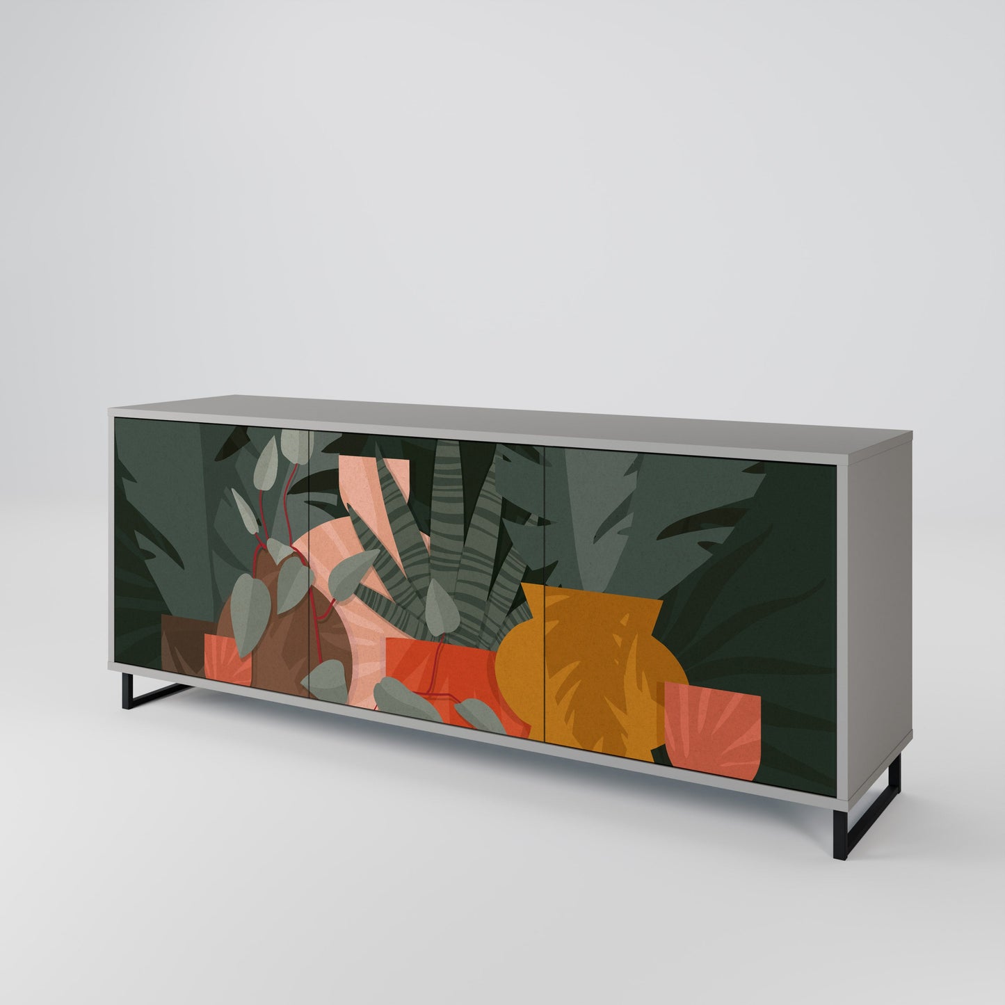 Credenza TROPICAL COMPOSITION a 3 ante in finitura grigia