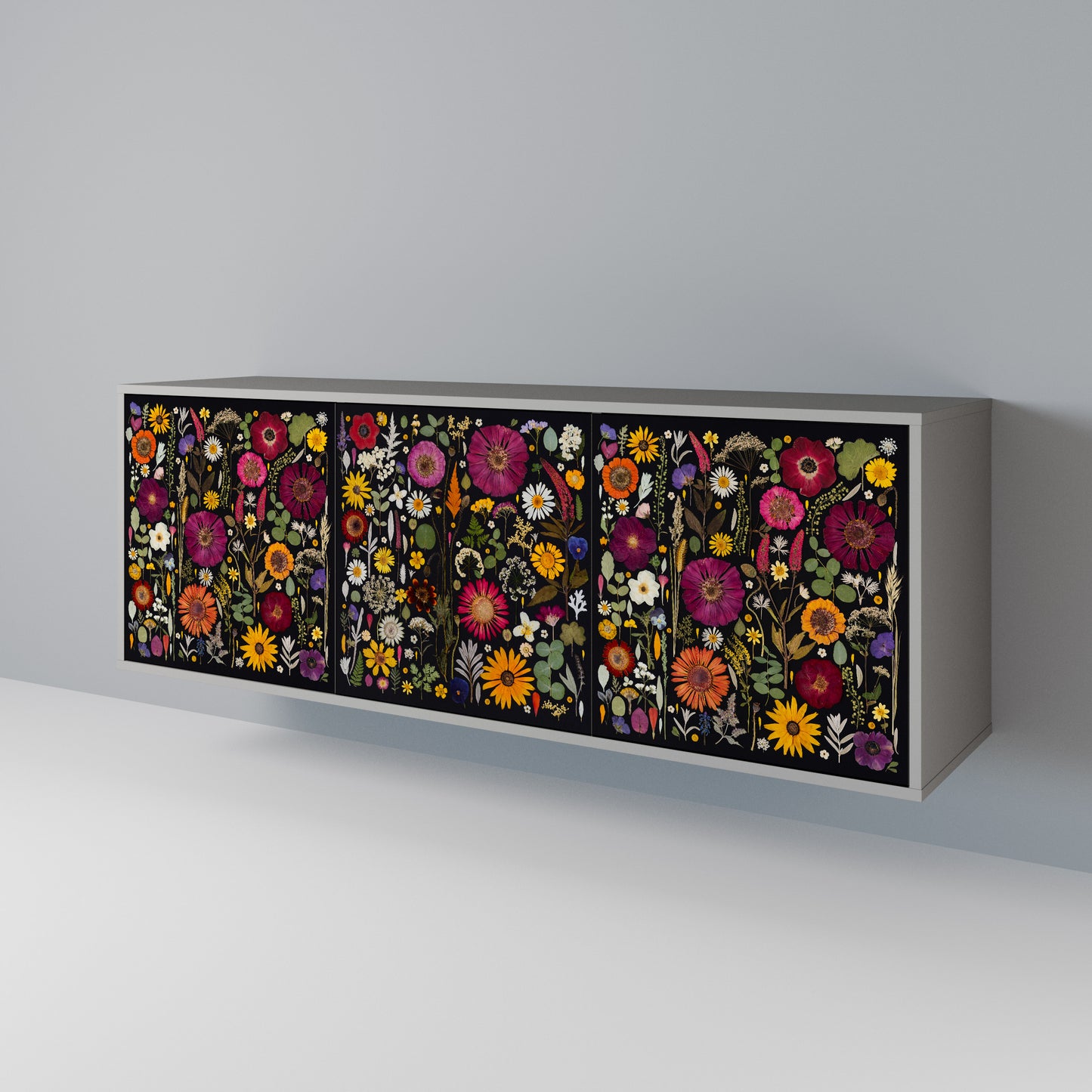 MIDNIGHT GARDEN 3-Door Sideboard in Grey Finish