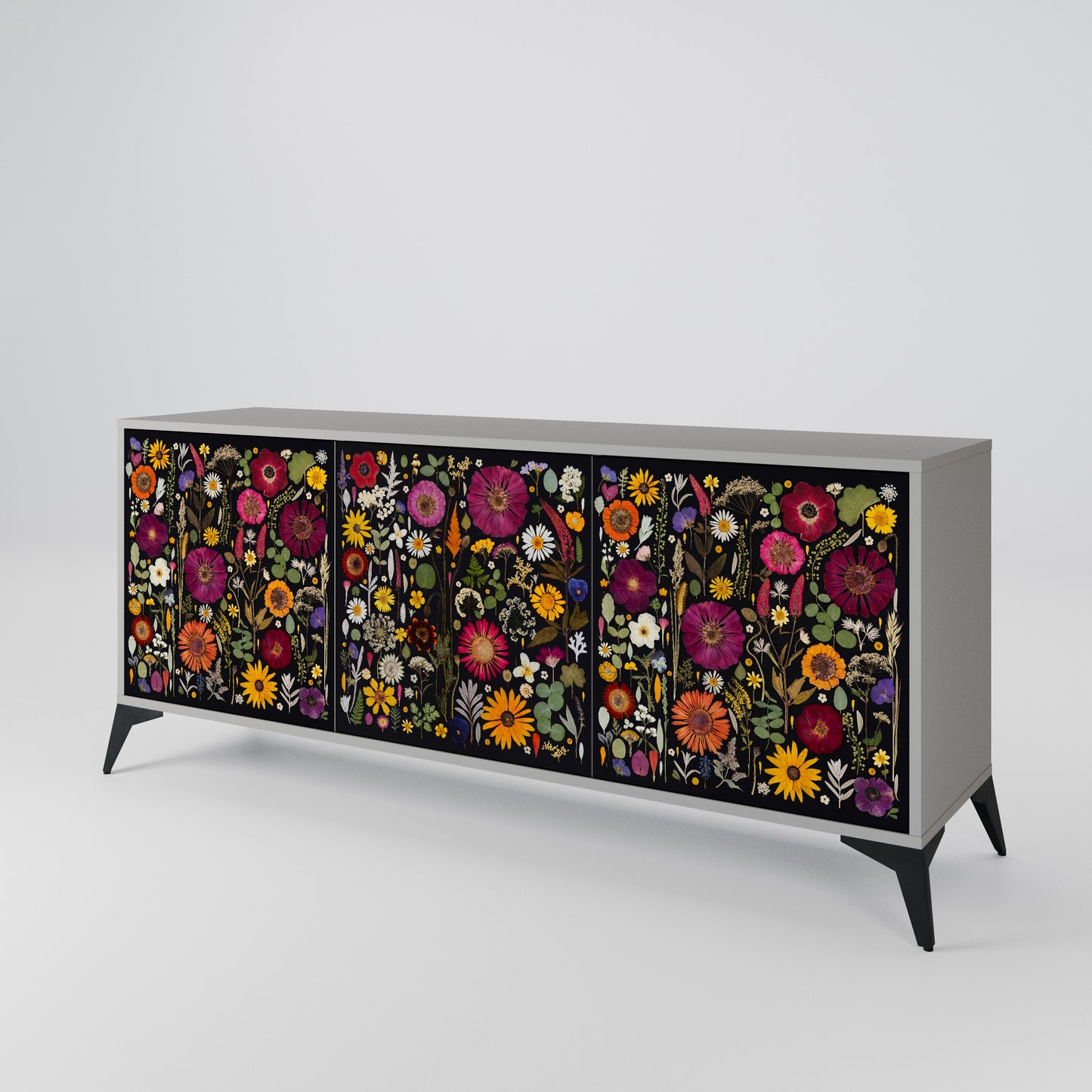 MIDNIGHT GARDEN 3-Door Sideboard in Grey Finish