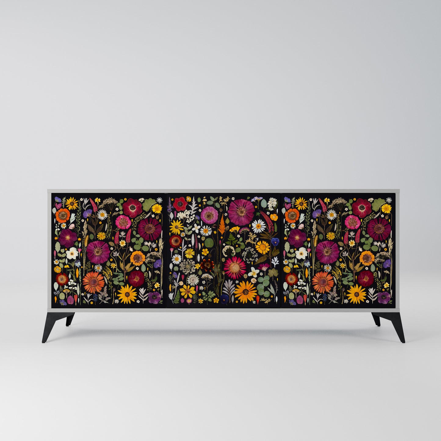 MIDNIGHT GARDEN 3-Door Sideboard in Grey Finish