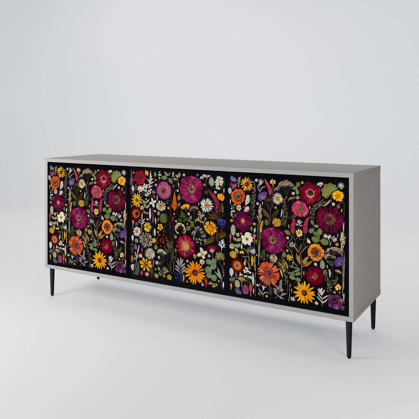 MIDNIGHT GARDEN 3-Door Sideboard in Grey Finish