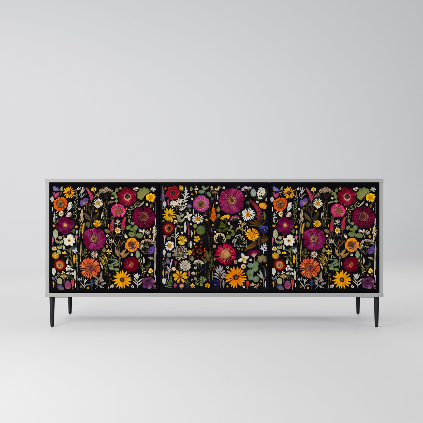MIDNIGHT GARDEN 3-Door Sideboard in Grey Finish