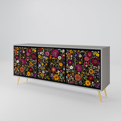 MIDNIGHT GARDEN 3-Door Sideboard in Grey Finish
