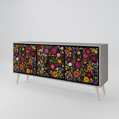 MIDNIGHT GARDEN 3-Door Sideboard in Grey Finish