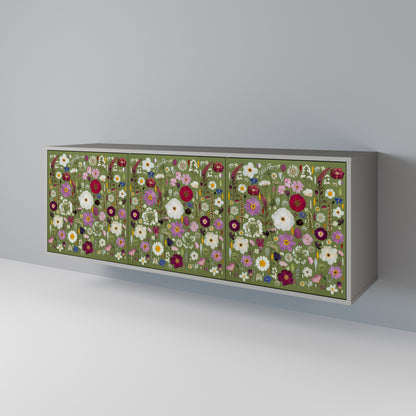 WILD GARDEN 3-Door Sideboard in Grey Finish