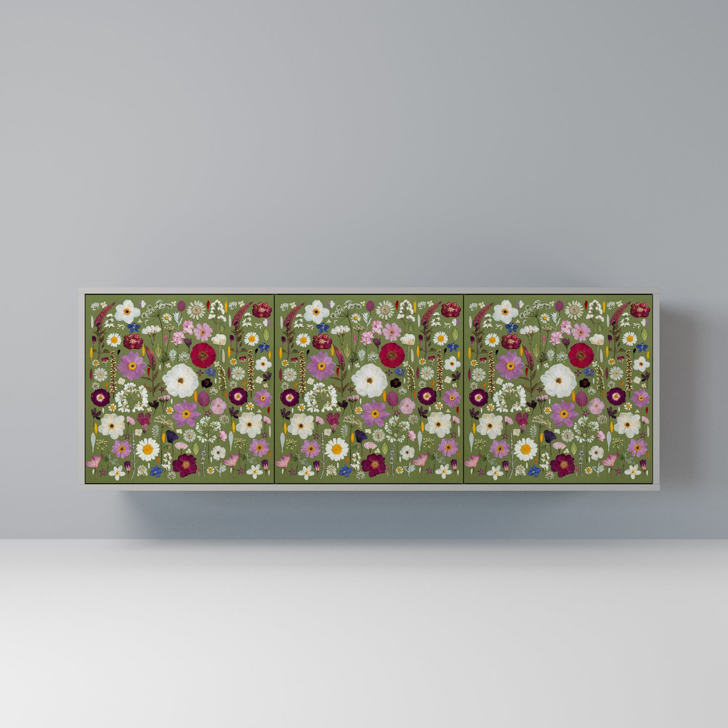 WILD GARDEN 3-Door Sideboard in Grey Finish