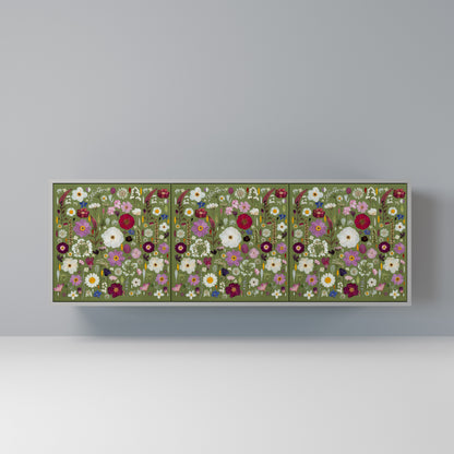 WILD GARDEN 3-Door Sideboard in Grey Finish