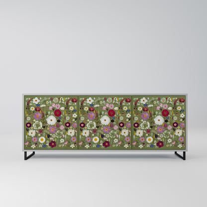 WILD GARDEN 3-Door Sideboard in Grey Finish