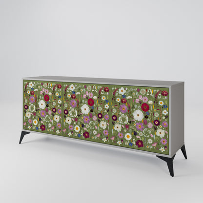 WILD GARDEN 3-Door Sideboard in Grey Finish