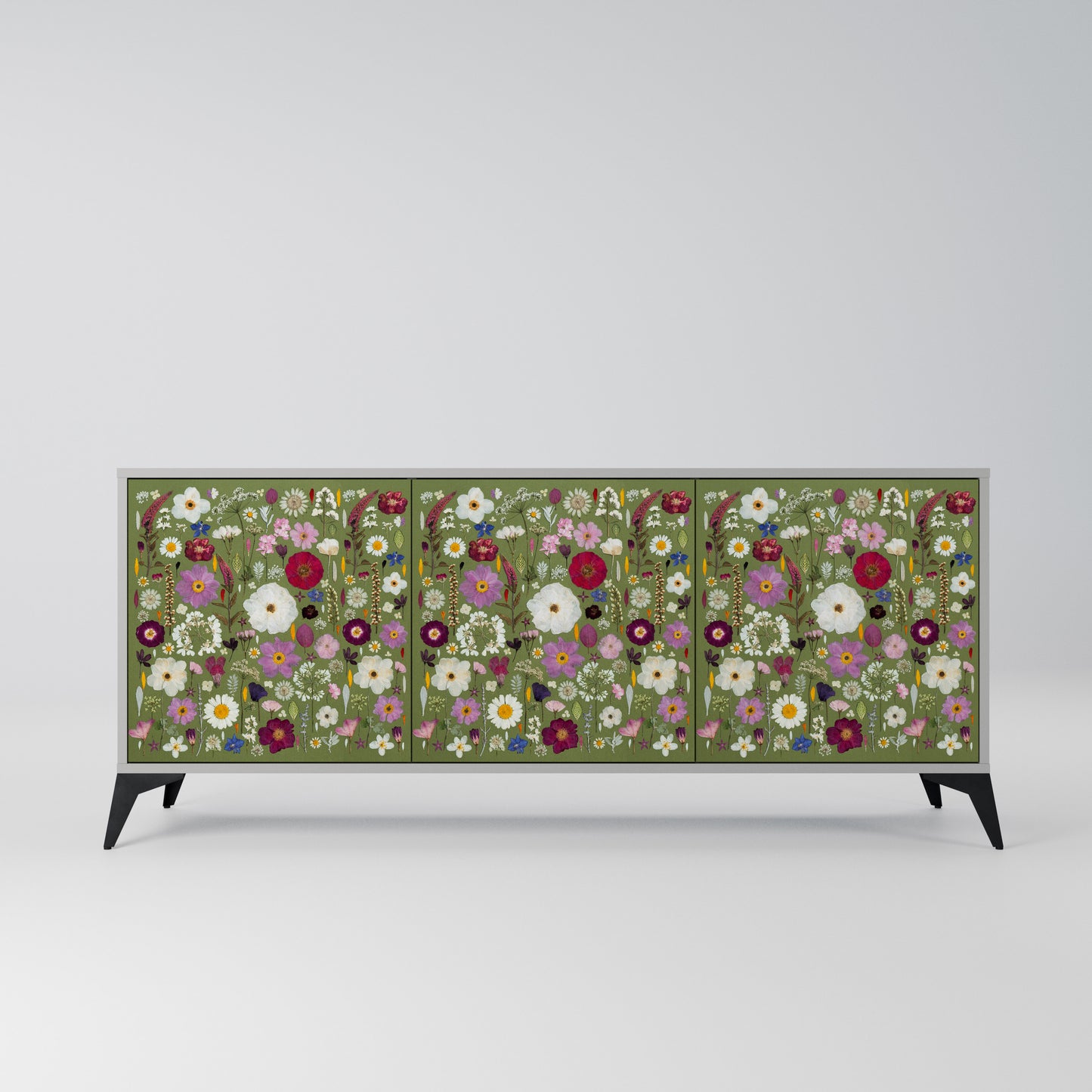 WILD GARDEN 3-Door Sideboard in Grey Finish