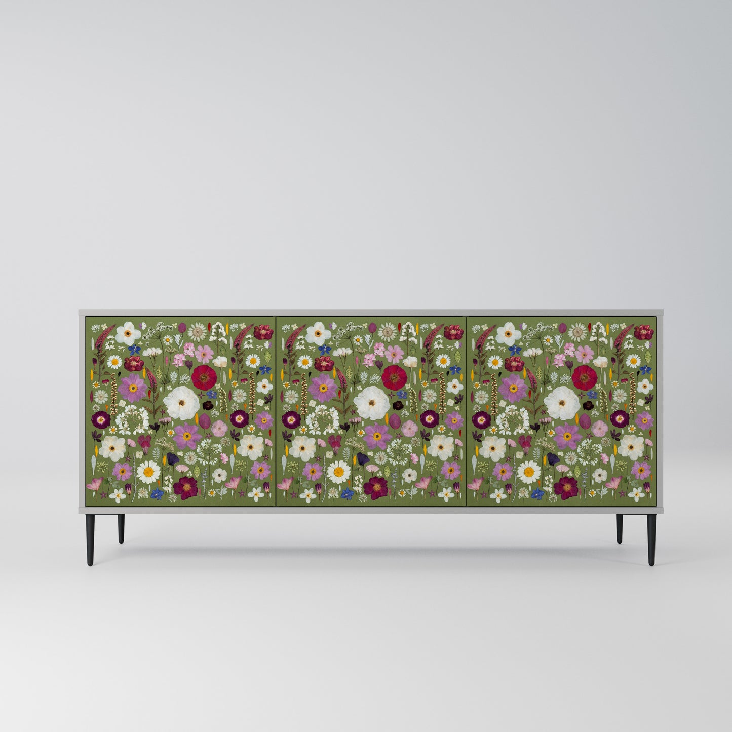 WILD GARDEN 3-Door Sideboard in Grey Finish