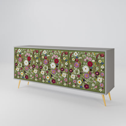 WILD GARDEN 3-Door Sideboard in Grey Finish