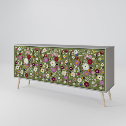WILD GARDEN 3-Door Sideboard in Grey Finish