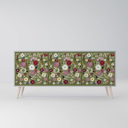 WILD GARDEN Madia a 3 Ante in Finitura Grigia