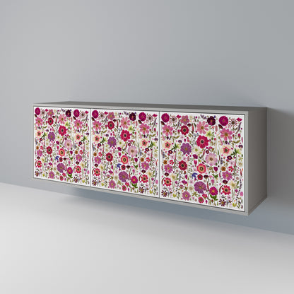 PETAL GARDEN 3-Door Sideboard in Grey Finish