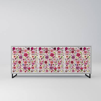 PETAL GARDEN 3-Door Sideboard in Grey Finish