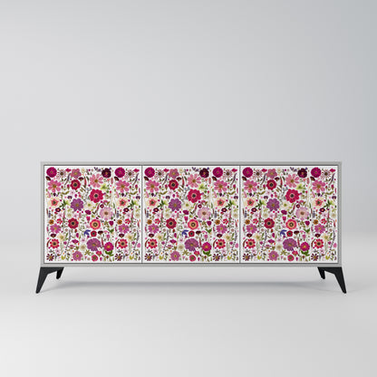 PETAL GARDEN 3-Door Sideboard in Grey Finish