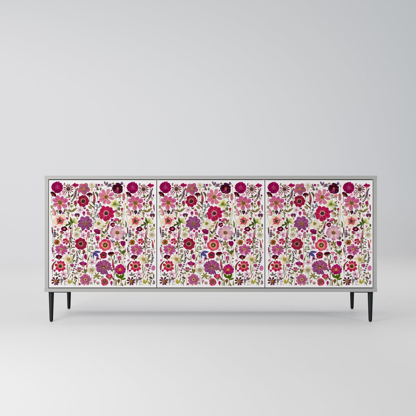 PETAL GARDEN 3-Door Sideboard in Grey Finish